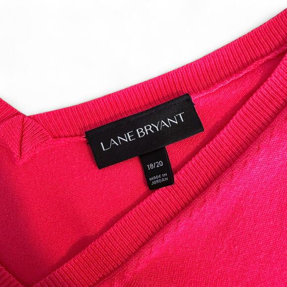 Lane Bryant Women's Long Sleeve V-Neck Sweater Size 18/20 Hot Pink Plus Size - Picture 5 of 8